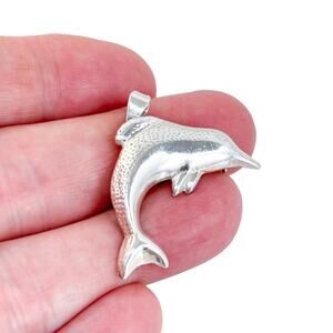 Estate Mexico Sterling Silver 925 Dolphin Brooch Pendant